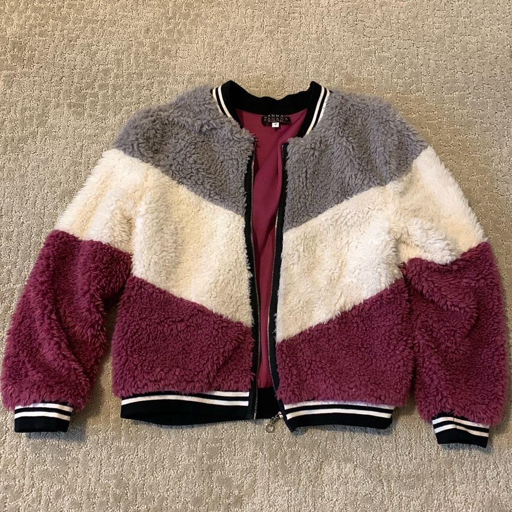 Hannah Banana girls faux fur bomber jacket 12